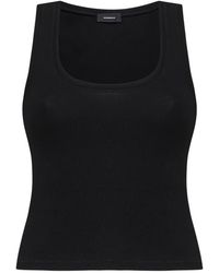 Wardrobe NYC - Tops ,Zwart ,Katoen Zwarte Geribbelde Tanktop - Lyst