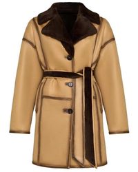 CESARE GASPARI - Faux Reversible Shearling Mantel Mit Gürtel - Lyst
