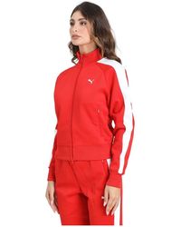 PUMA - Hoodies & Sweatvesten ,Rood ,Rode Zip T7 Sweater Damesjas - Lyst