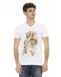 Trussardi - Elegantes v-ausschnitt t-shirt mit frontprint - Lyst
