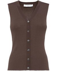 Tela - Truien & Vesten ,Bruin ,Ribgebreide Gilet - Lyst