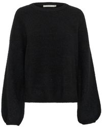 Gestuz - Truien & Vesten ,Zwart ,Wol Zwarte Split Pullover Trui - Lyst