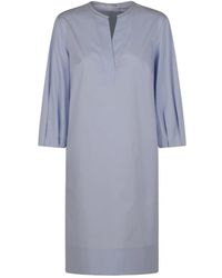 Peserico - Kleedjes ,Blauw ,Satijn Elegante Midi Satijnen Jurk - Lyst