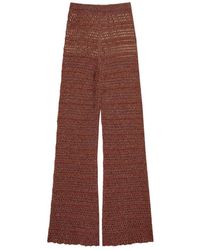 Twinset - Broeken ,Bruin ,Bruine Flared Broek Elastische Taille - Lyst
