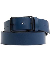 Piquadro - Accessoires ,Blauw ,Leer Leren Riem Met Gesp - Lyst