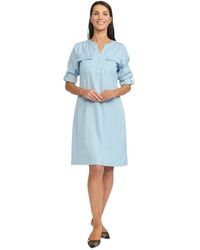 2-Biz - Elegantes Kleid Mit V-Ausschnitt Und Taschen - Lyst