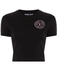 Versace - Camiseta negra con logo v-emblem - Lyst