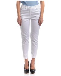 Seventy - Broeken ,Wit ,Katoen Slim Fit Katoenen Stretch Enkellange Broek - Lyst