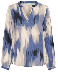 Kaffe - Overhemden ,Veelkleurig ,Blauwe Abstracte Print Blouse - Lyst