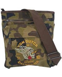 Von Dutch - Canvas-Schultertasche Grün Patched Logo - Lyst