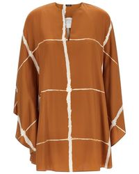 Kiton - Overhemden ,Bruin ,Satijn Zijden Satijnen Blouse - Lyst