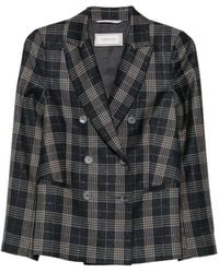 Peserico - Jassen ,Grijs ,Gekreid Blazer Met Dubbele Rij Knopen - Lyst