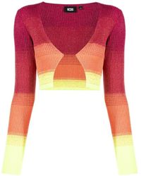 Gcds - Truien & Vesten ,Veelkleurig ,Polyester Roze Lurex Gradiënt Mini Cardigan - Lyst