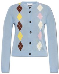 Ganni - Lichte Katoenen Argyle Vest - Lyst