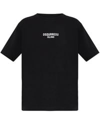 DSquared² - Tops ,Zwart ,Katoen T-Shirt Met Logo-Print - Lyst