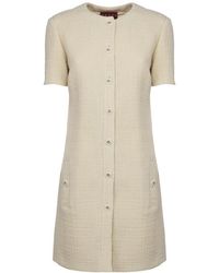 Gucci - Kleedjes ,Tweed Textured Wool Tweed Dress - Lyst