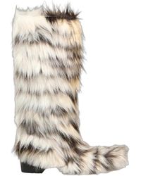 Dolce & Gabbana - Multicolor Knee High Faux Fur Boots Shoes - Lyst