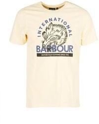 Barbour - Tops ,Geel ,Katoen T-Shirt Met Grafische Print - Lyst