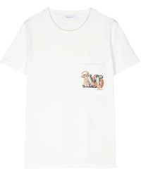 Max Mara - Camiseta blanca con logo cuello redondo - Lyst