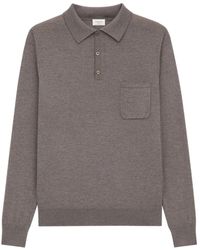 Saint Laurent - Graues Woll-Poloshirt Mit Tasche - Lyst
