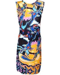 Christopher Kane All Over Brain Sleeveless Silk Knit Dress - Geel