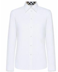 Burberry - Overhemden ,Wit ,Katoen Cotton Poplin Shirt - Lyst
