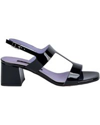 Albano - Schwarze lackleder sandalen mit quadratischem absatz - Lyst