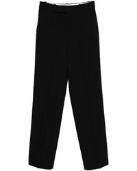 Rohe - Broeken ,Zwart ,Leer Nette, Getailleerde Pantalon Met Persplooi - Lyst