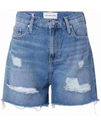 Calvin Klein - Korte Broeken ,Blauw ,Denim Klassieke Denim Mom Shorts - Lyst