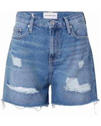 Calvin Klein - Korte Broeken ,Blauw ,Denim Klassieke Denim Mom Shorts - Lyst