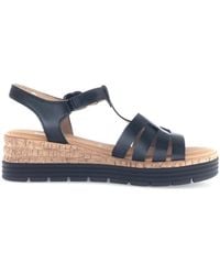 Gabor - Schoenen ,Veelkleurig ,Leer Zwarte Damessandaal Met Klittenbandsluiting - Lyst