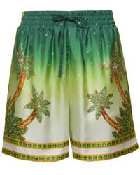 Casablancabrand - Shorts in seta con coulisse verde - Lyst