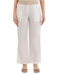 Kocca - Broeken ,Wit ,Leer Chique, Rechte Zomerse Broek - Lyst