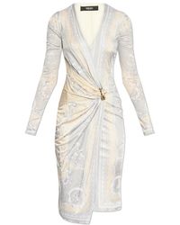 Versace - Kleid mit la coupe des dieux-druck - Lyst