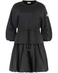 Moncler - Kleedjes ,Zwart ,Katoen Katoenen Mini Jurk - Lyst