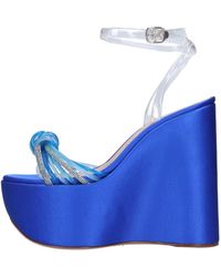 Casadei - Plexi Satin Und Strass-Keilabsatz-Sandalen - Lyst