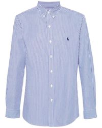 Ralph Lauren - Blaues button-down hemd mit signatur pony - Lyst
