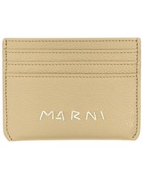 Marni - Hammered Leder Kartenhalter - Lyst