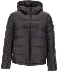 Peuterey - Zwarte Gewatteerde Hoodiejas Met Logo - Lyst