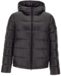 Peuterey - Zwarte Gewatteerde Hoodiejas Met Logo - Lyst