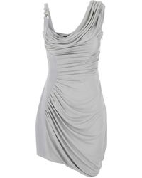 Versace - 'coktail' Zilveren Viscose -jurk - Lyst