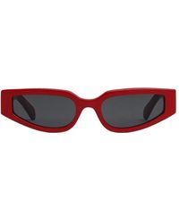 Celine - Sunglasses,triomphe large sonnenbrille,geometrische sonnenbrille mit rotem acetatrahmen und grauen organischen gläsern - Lyst