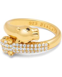 Nialaya - Goldener twisted panther ring mit cz diamanten - Lyst