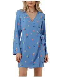 Envii - Blauwe V-Hals Jurk Lime Ls - Lyst