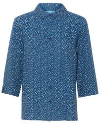 Cream - Overhemden ,Blauw ,Blauwe Shirt Met Dierenhuid En ¾ Mouwen - Lyst