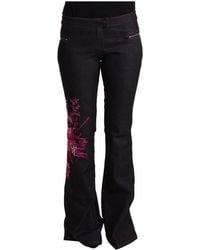 Exte - Jeans ,Zwart ,Denim Geborduurde Bloemen Flared Denim Jeans - Lyst