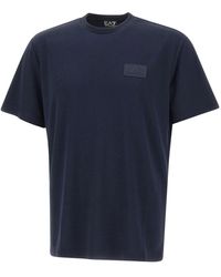 EA7 - Tops ,Blauw ,Lux Identity T-Shirt Met Ronde Hals - Lyst
