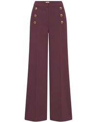 Seductive - Elegante Donkerbruine Wijde Pijp Broek - Lyst