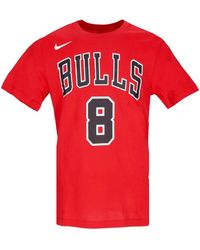 Nike - Fitness ,Rood ,Katoen Chicago Bulls Tee Zach Lavine No 8 - Lyst