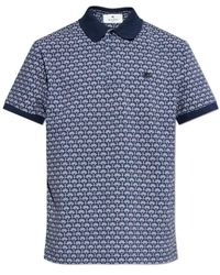 Etro - Tops ,Blauw ,Katoen Polo Met Patroon - Lyst